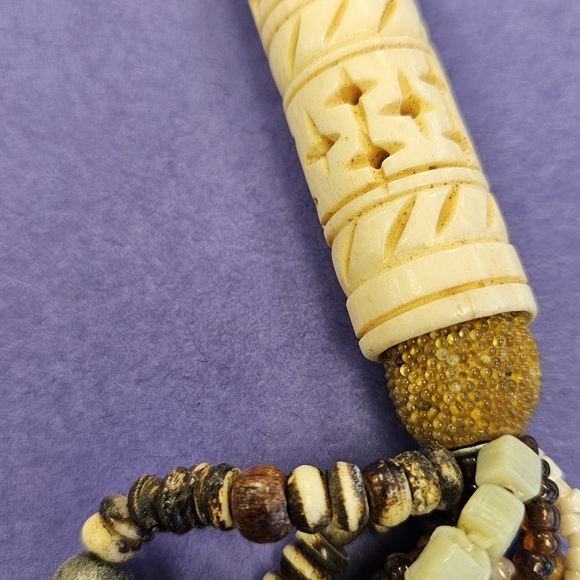 Vintage Rare Beaded Boho Style Tribal Multi Strand Necklace - Picture 2 of 4